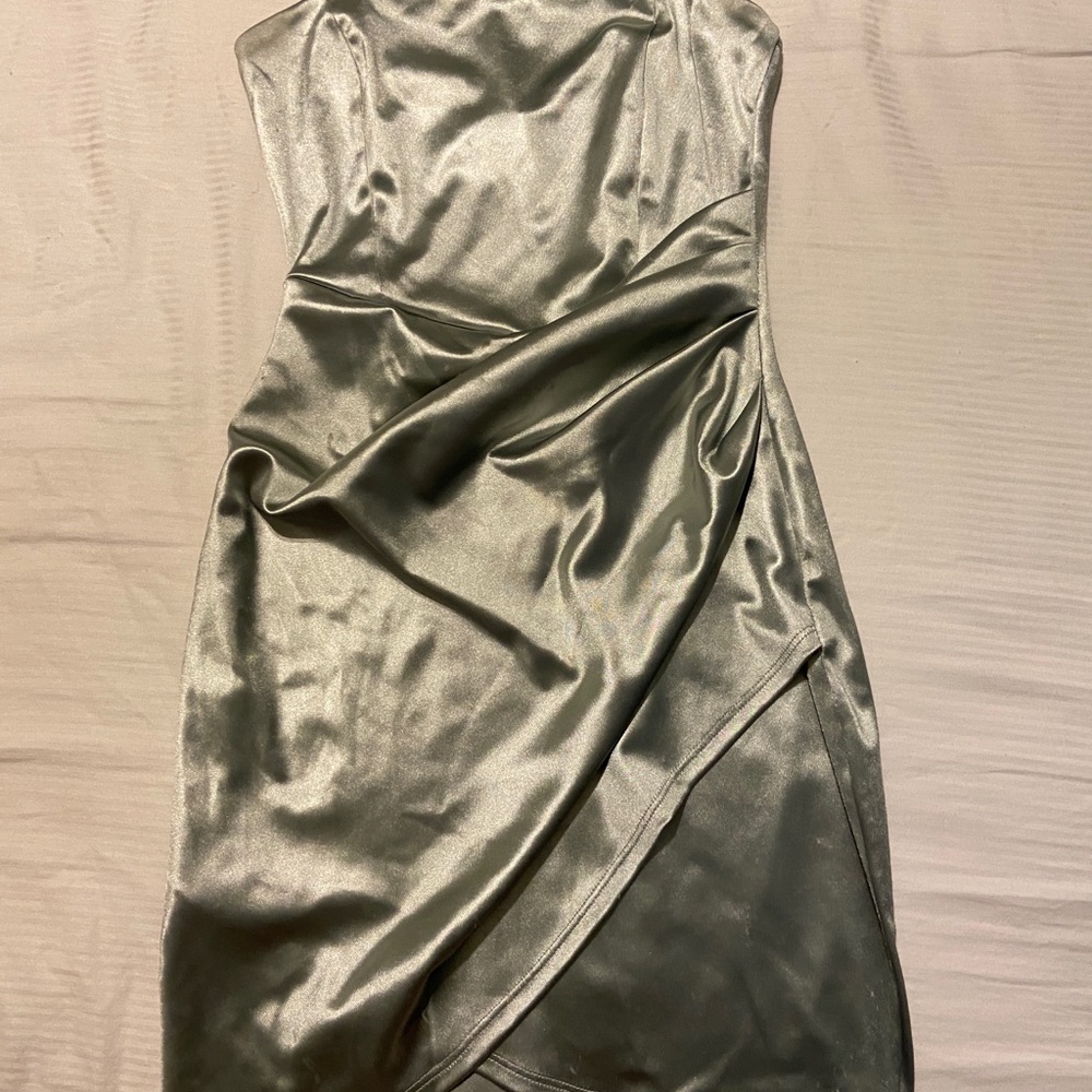 pastel green satin dress